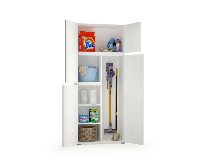 Conforama Armario Multiusos Grande Dbandinell Mueble Multiusos Con 4 Puertas Zapatero Armario Que Ahorra Espacio 100% Made In Italy 80x37h195 Cm Blanco