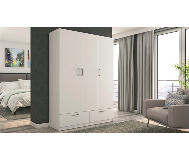 Conforama Armario OSLO Puertas Batientes Y 2 Cajones144x200cm Blanco