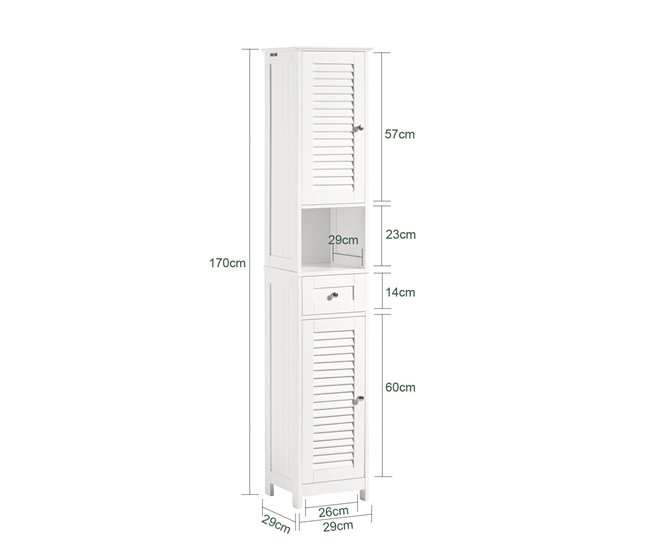 Conforama Armario Para Baño Alto Mueble Columna De Baño Estanterías De Baño-2 Puertas Y 1 Cajón FRG236-W SoBuy ES