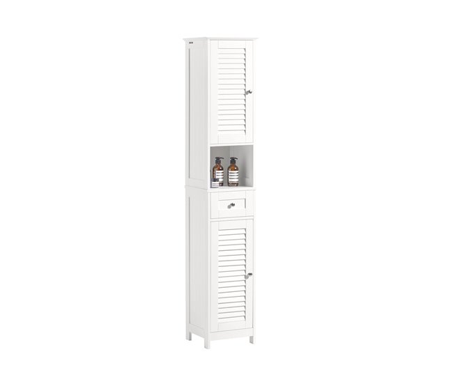 Conforama Armario para baño Alto Mueble Columna de baño estanterías de baño-2 Puertas y 1 cajón FRG236-W SoBuy ES