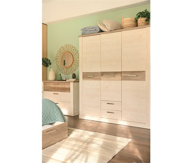 Conforama Armario VERONA Puertas Batientes Y 2 Cajones 170x199cm Roble