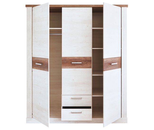 Conforama Armario VERONA Puertas Batientes Y 2 Cajones 170x199cm Roble