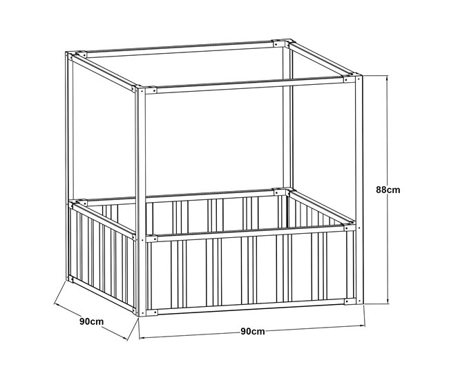 Conforama Arriate De Altura Alblasserdam Con Malla Acero 90x90x88cm - Antracita [en.casa]