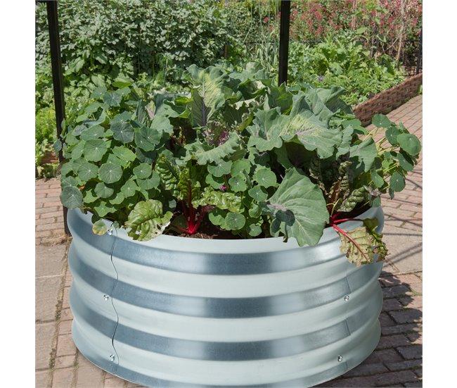 Conforama Arriate De Altura Andrano Redondo Acero Ø61x31cm- Plateado [casa.pro]
