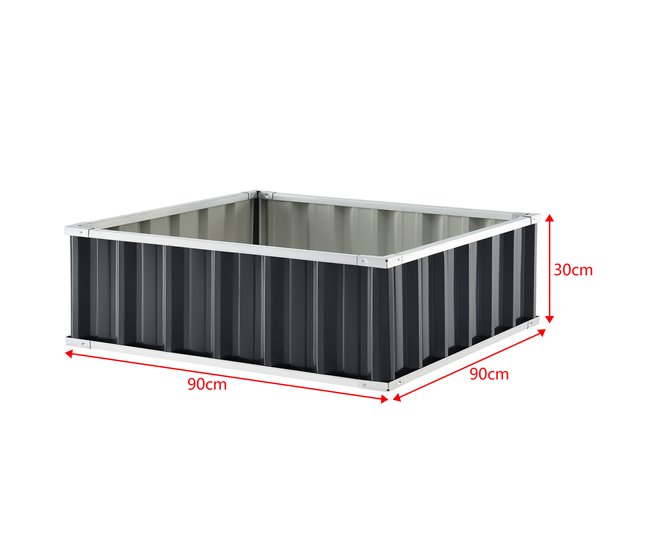 Conforama Arriate De Altura Zevenaar Acero Galvanizado 90 X 90 X 30 Cm Gris Antracita [en.casa]