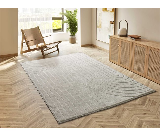Conforama ATTICGO Alfombra Geométrica Con Relieve BLANCHE En Color Blanco 160 X 230 Cm