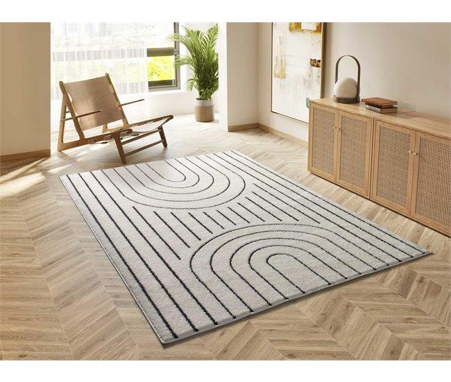 Conforama ATTICGO Alfombra Geométrica Con Relieve BLANCHE En Color Blanco 160 X 230 Cm