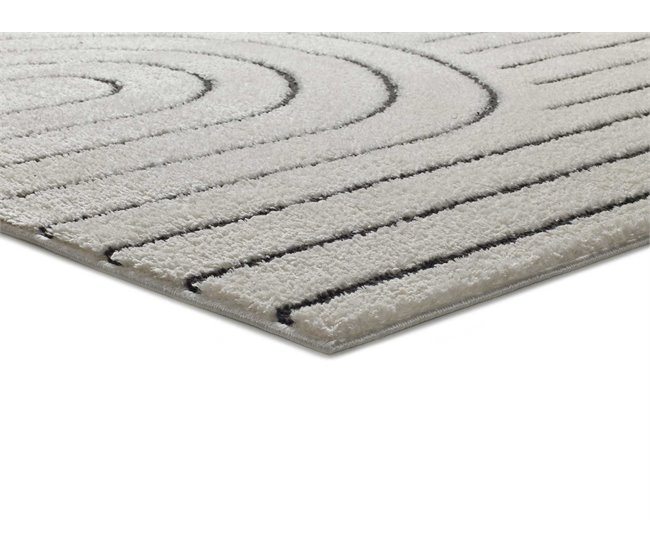 Conforama ATTICGO Alfombra Geométrica Con Relieve BLANCHE En Color Blanco 140 X 200 Cm