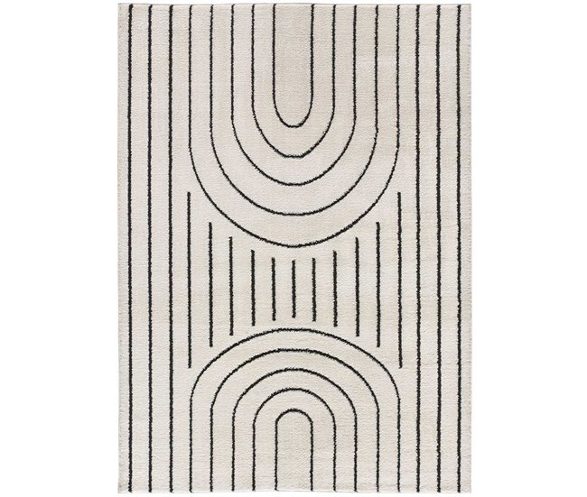 Conforama ATTICGO Alfombra geométrica con relieve BLANCHE en color blanco 140 x 200 cm