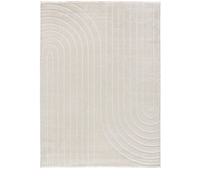 Conforama ATTICGO Alfombra geométrica con relieve BLANCHE en color blanco 80 x 150 cm