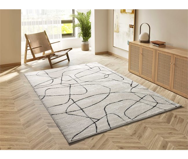 Conforama ATTICGO Alfombra Geométrica Con Relieve BLANCHE En Color Blanco 80 X 150 Cm
