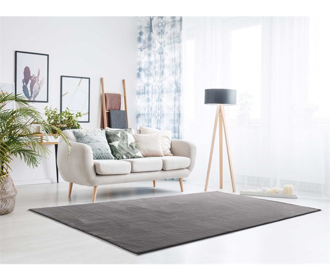 Conforama ATTICGO Alfombra Lisa Lavable LOFT En Color Antracita 140 X 200 Cm