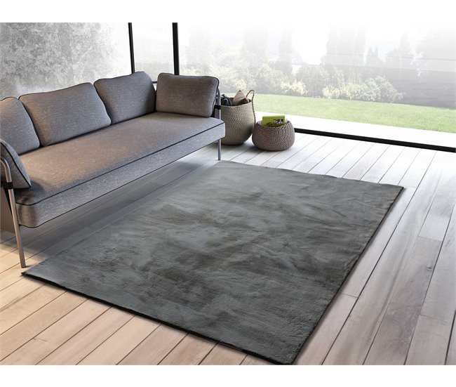 Conforama ATTICGO Alfombra Lisa Suave Lavable XIANA En Color Gris 80 X 150 Cm