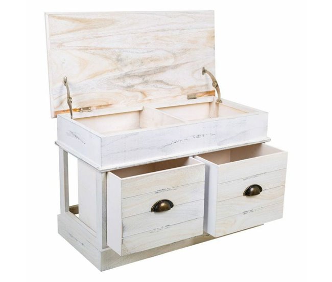 Conforama Banco Baúl Alexandra House Living Blanco Madera De Paulonia Madera MDF 35 X 50 X 70 Cm