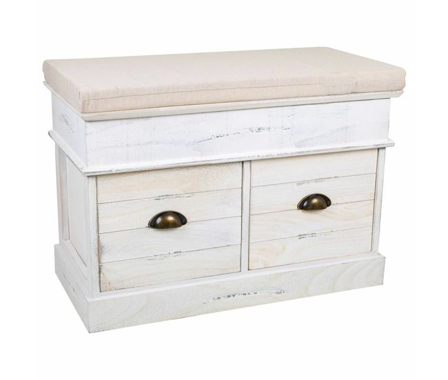 Conforama Banco baúl Alexandra House Living Blanco Madera de Paulonia Madera MDF 35 x 50 x 70 cm