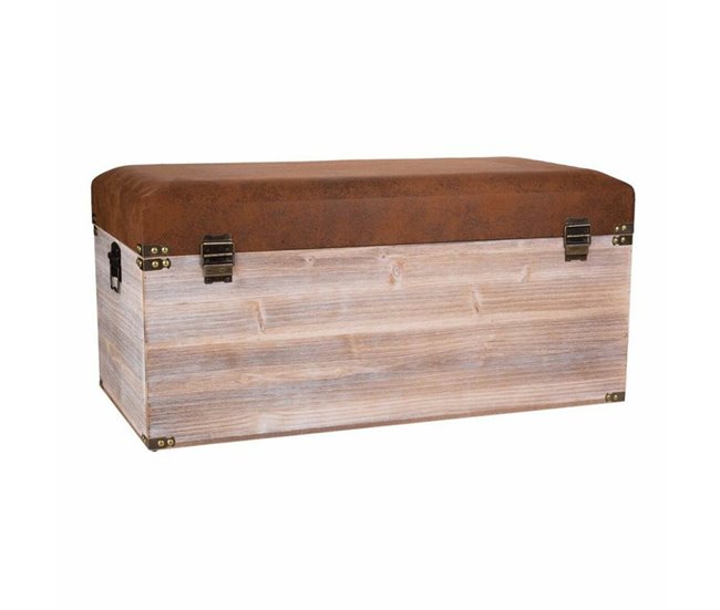 Conforama Banco Baúl Alexandra House Living Marrón Poliuretano Madera MDF 40 X 38 X 80 Cm