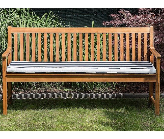 Conforama Banco De Jardín De Madera Con Cojín Azul Marino/blanco 160 Cm VIVARA
