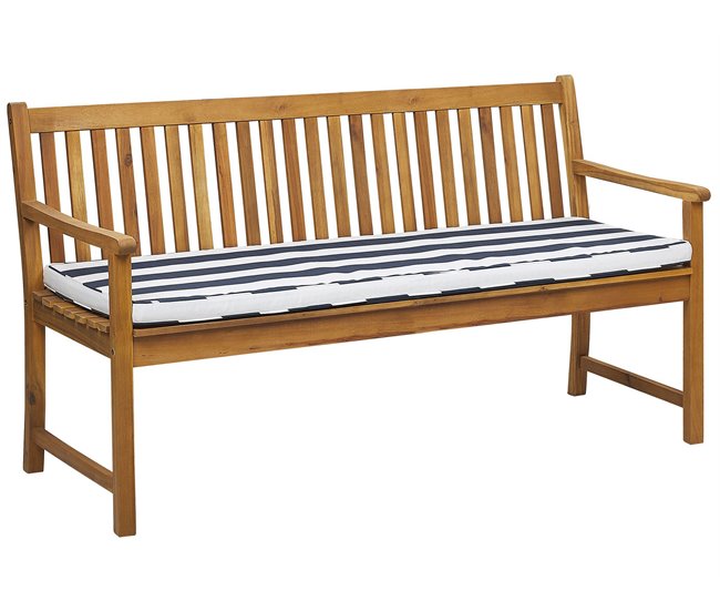 Conforama Banco De Jardín De Madera Con Cojín Azul Marino/blanco 160 Cm VIVARA