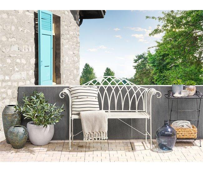 Conforama Banco De Jardín De Metal Blanco Crema 130 Cm MILAZZO
