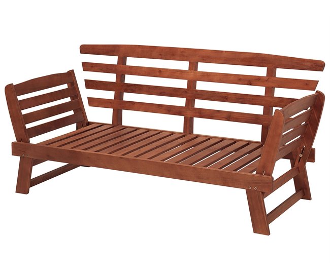 Conforama Banco De Jardín En Madera Con Cojines Grises PORTICI