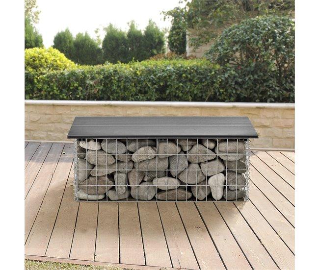 Conforama Banco De Jardín Gavión Friesland WPC 100 X 30 X 45 Cm Negro [pro.tec]