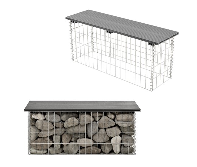 Conforama Banco De Jardín Gavión Friesland WPC 100 X 30 X 45 Cm Negro [pro.tec]