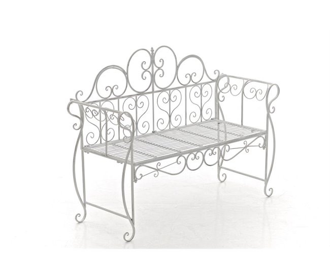 Conforama Banco De Jardín MINNA Metal Blanco Antiguo 46X128X94 Cm