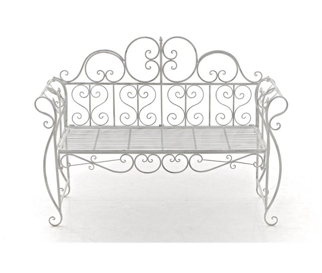 Conforama Banco De Jardín MINNA Metal Blanco Antiguo 46X128X94 Cm