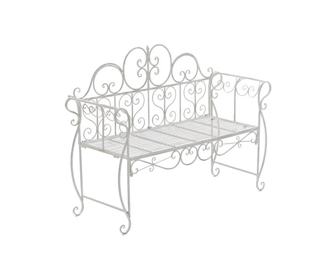 Conforama Banco de Jardín MINNA Metal Blanco antiguo 46X128X94 cm