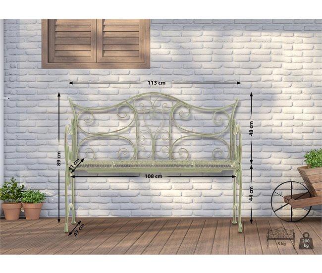 Conforama Banco De Jardín Tara Metal Blanco Antiguo 47X113X89 Cm