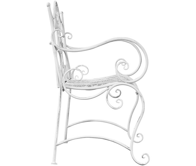 Conforama Banco De Jardín Tara Metal Blanco Antiguo 47X113X89 Cm
