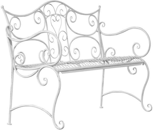 Conforama Banco de jardín Tara Metal Blanco antiguo 47X113X89 cm