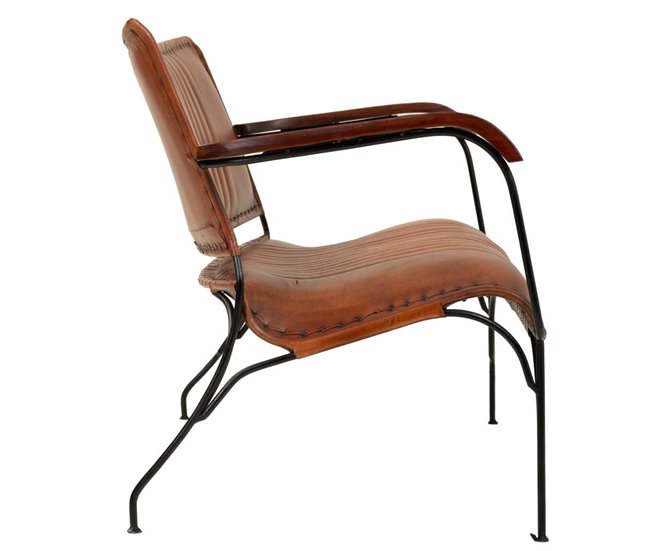 Conforama Banco De Metal Y Piel Sintética De Color Marrón 71x127x76 Cm