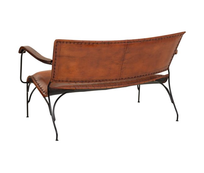 Conforama Banco De Metal Y Piel Sintética De Color Marrón 71x127x76 Cm