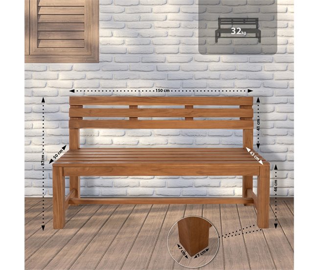 Conforama Banco De Teca Augusta Madera Teca 50X150X85 Cm