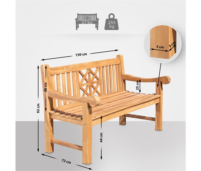 Conforama Banco De Teca Florida Madera Teca 72X150X92 Cm