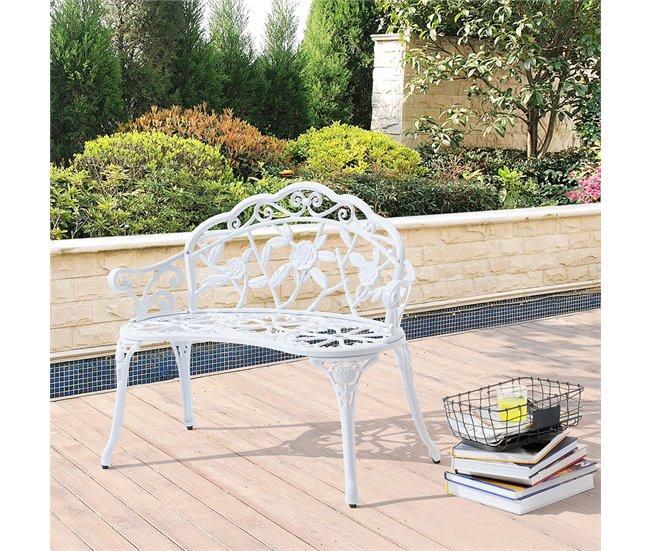 Conforama Banco Para Jardín 2 Plazas Hierro Fundido 100x54x80cm Blanco [casa.pro]