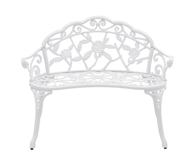Conforama Banco Para Jardín 2 Plazas Hierro Fundido 100x54x80cm Blanco [casa.pro]