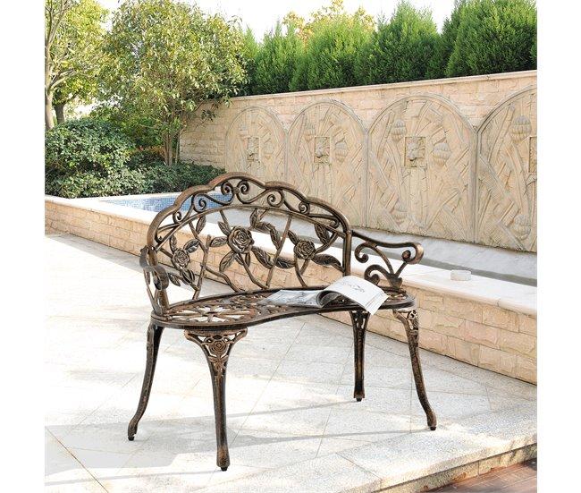 Conforama Banco Para Jardín 2 Plazas Hierro Fundido 100x54x80cm Bronce [casa.pro]