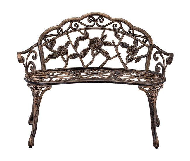 Conforama Banco Para Jardín 2 Plazas Hierro Fundido 100x54x80cm Bronce [casa.pro]