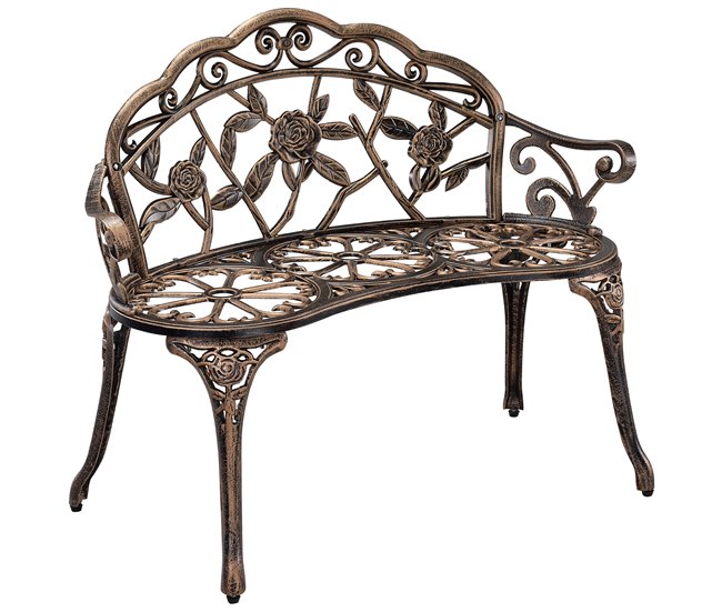 Conforama Banco para jardín 2 plazas hierro fundido 100x54x80cm Bronce [casa.pro]