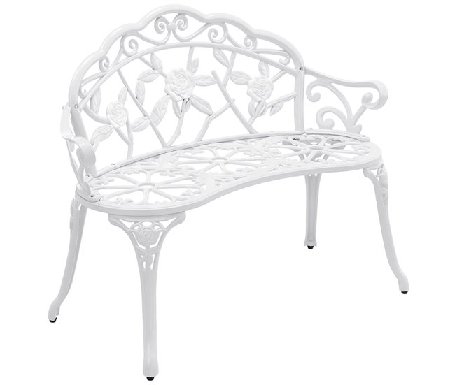 Conforama Banco para jardín 2 plazas hierro fundido 100x54x80cm Blanco [casa.pro]