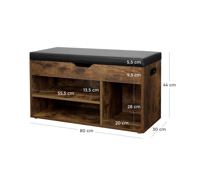 Conforama Banco Para Zapatos 3 Compartimentos Y 1 Contenador - L80 Cm