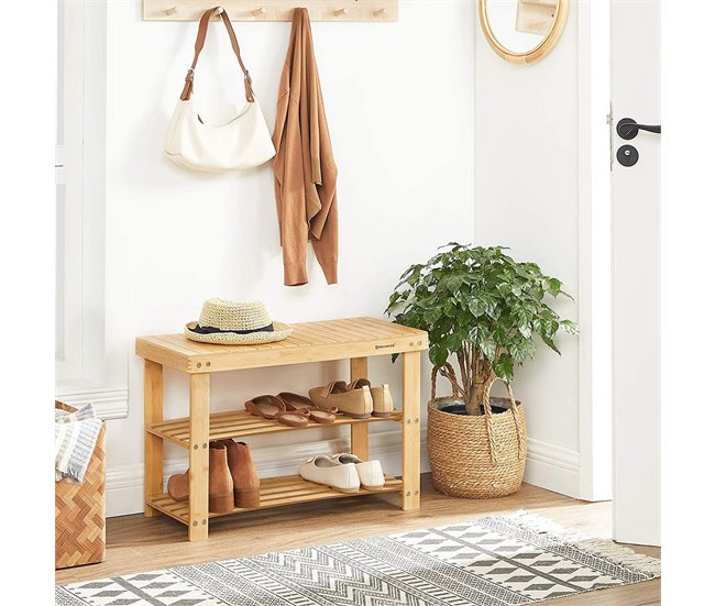 Conforama Banco Zapatero De Bambú Con 3 Niveles - L70 Cm