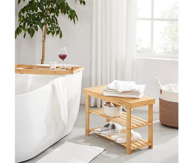 Conforama Banco Zapatero De Bambú Con 3 Niveles - L70 Cm