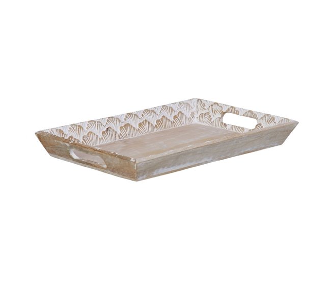 Conforama Bandeja De Aperitivos 45 5 X 30 5 X 5 5 Cm Blanco Madera De Mango (2 Unidades)
