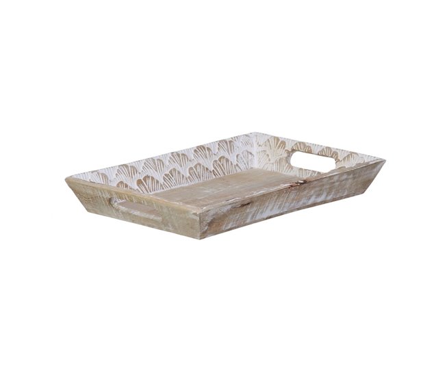 Conforama Bandeja De Aperitivos 45 5 X 30 5 X 5 5 Cm Blanco Madera De Mango (2 Unidades)