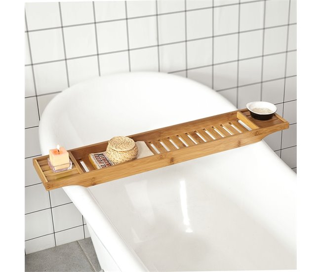 Conforama Bandeja De Bambú Para Bañera Estante De Baño Con Soporte Para Libro IPad Y Móvil FRG212-N SoBuy ES
