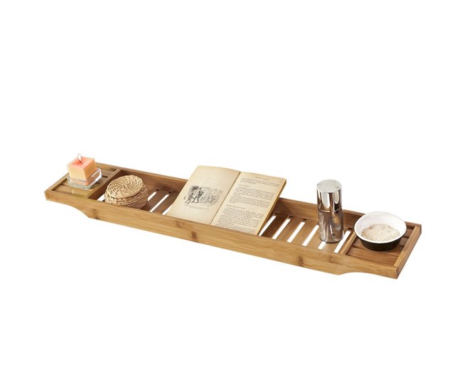 Conforama Bandeja de Bambú para Bañera Estante de Baño con Soporte para Libro iPad y Móvil FRG212-N SoBuy ES