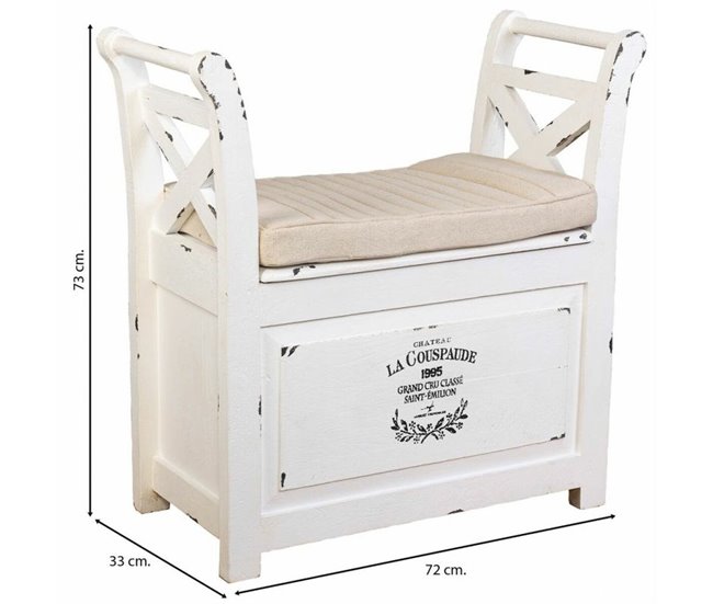 Conforama Banqueta Alexandra House Living Blanco Madera 33 X 73 X 72 Cm